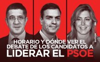 Horario y dónde ver el debate del PSOE entre Susana Díaz, Pedro Sánchez y Patxi López