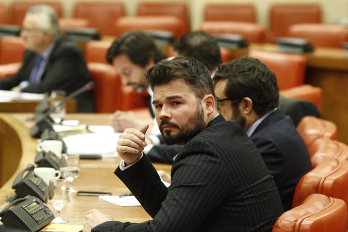 Rufián en la compareixença al Congrés del secretari d'Estat de Seguretat