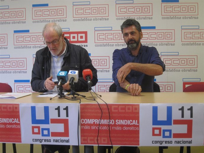 Sánchez Aguión y Ramón Sarmiento de CC.OO. En rueda de prensa