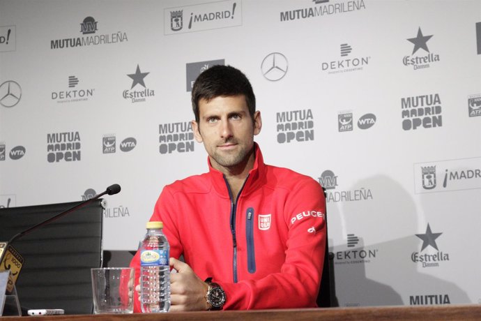 Novak Djokovic en rueda de prensa del Mutua Madrid Open