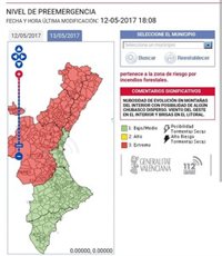 Riesgo extremo de incendios en el interior de Valencia y toda la provincia de Castellón