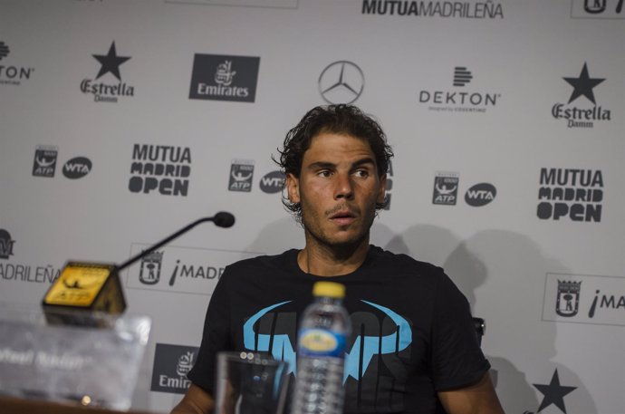 Rafael Nadal en la rueda de prensa del Mutua Madrid Open 2016