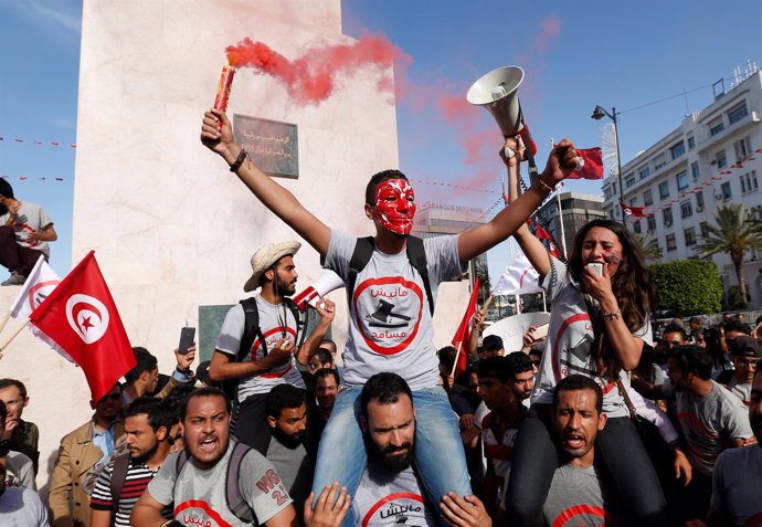 Manifestación contra la corrupción en Túnez