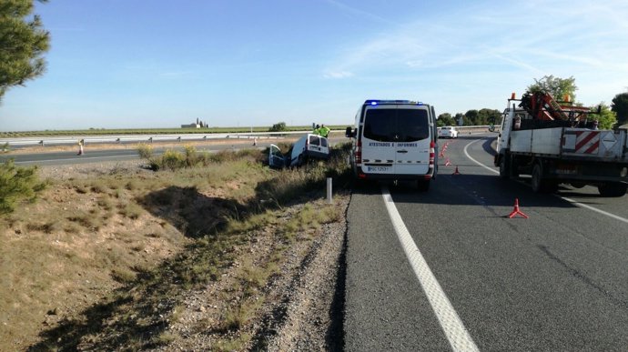 Accidente en la AP-15 en Castejón.