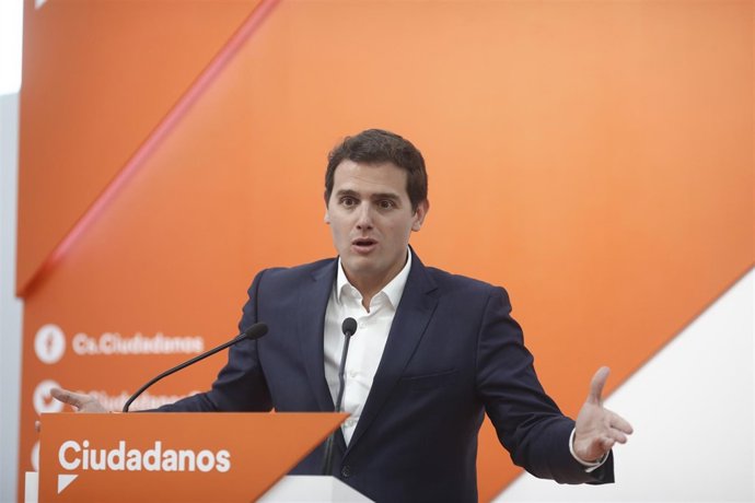 El presidente de Ciudadanos, Albert Rivera, en rueda de prensa