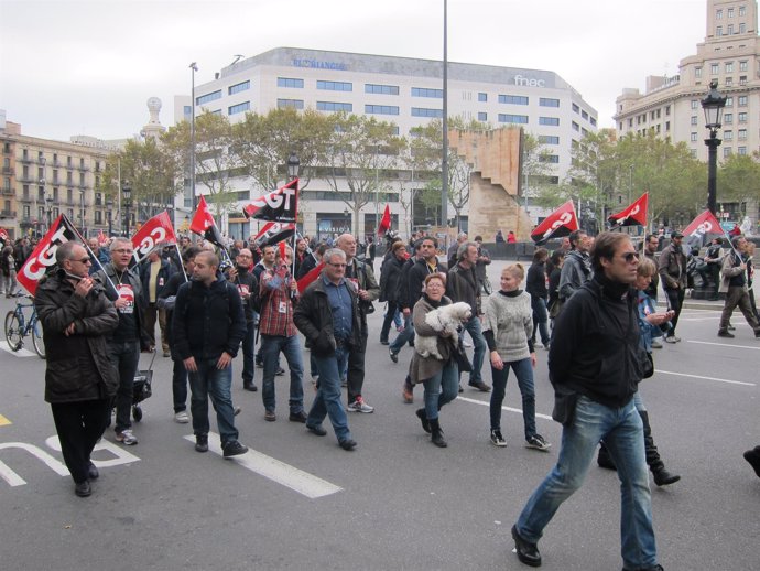Piquete informativo en la huelga en Barcelona 14N