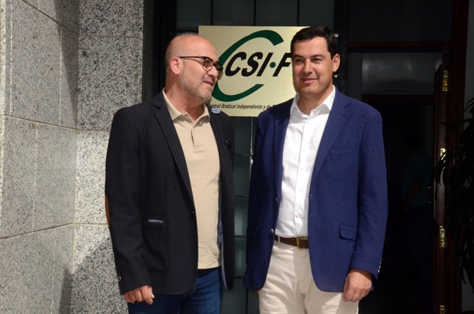 Juanma Moreno, hoy con el presidente de CSIF-A, José Luis Heredia