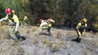 Arden 800 m2 de monte en un conato de incendio forestal en el paraje de El Lazareto (La Unión)