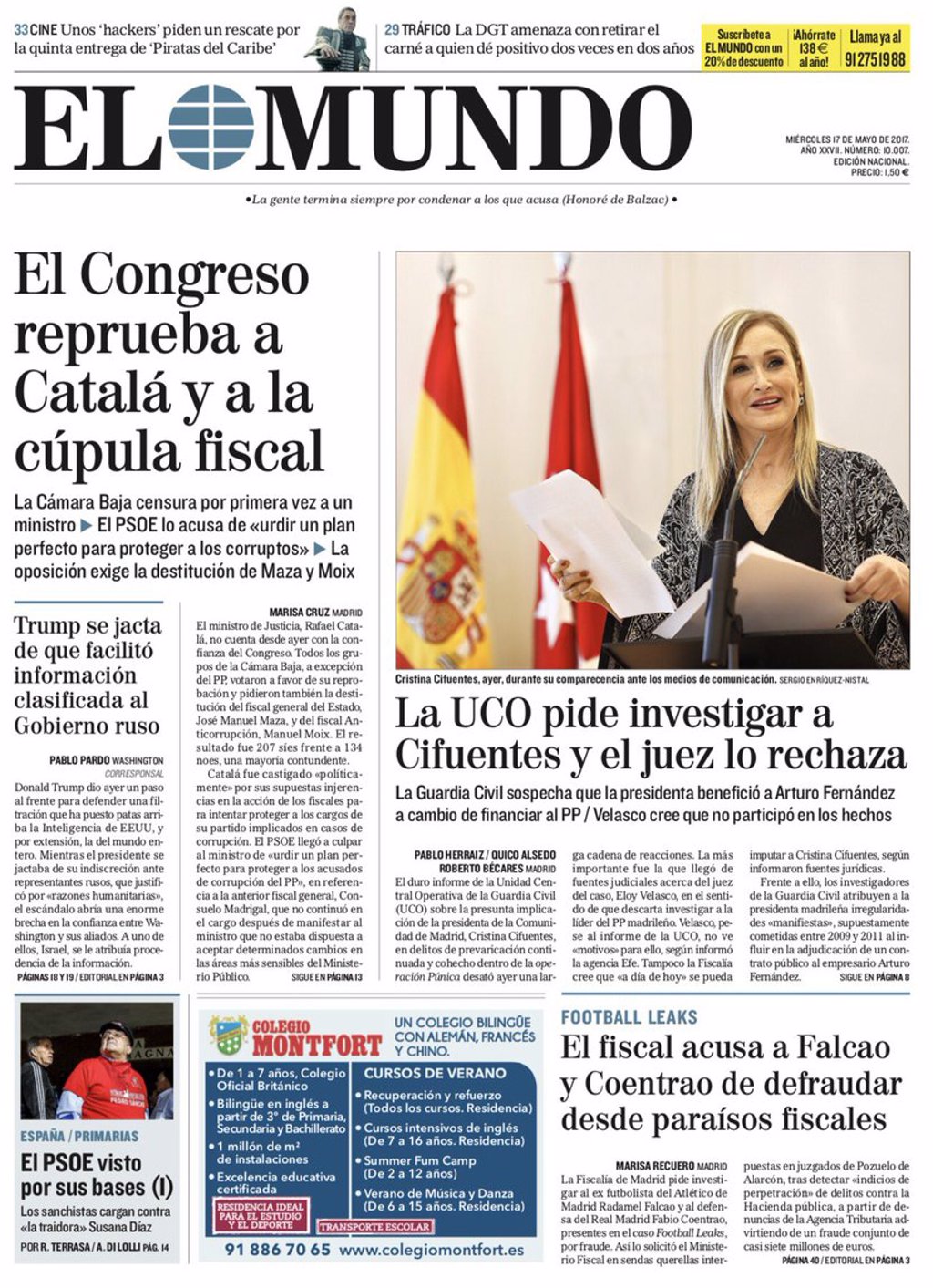 Las Portadas De Los Periódicos De Hoy Miércoles 17 De Mayo De 2017 2777