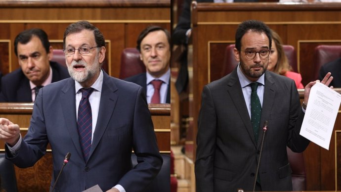 Rajoy y Antonio Hernando en la sesión de control al Gobierno en el Congreso