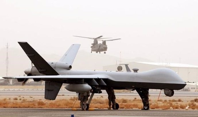UAV Reaper de la Fuerza Aérea británica, en un despliegue en Afganistán