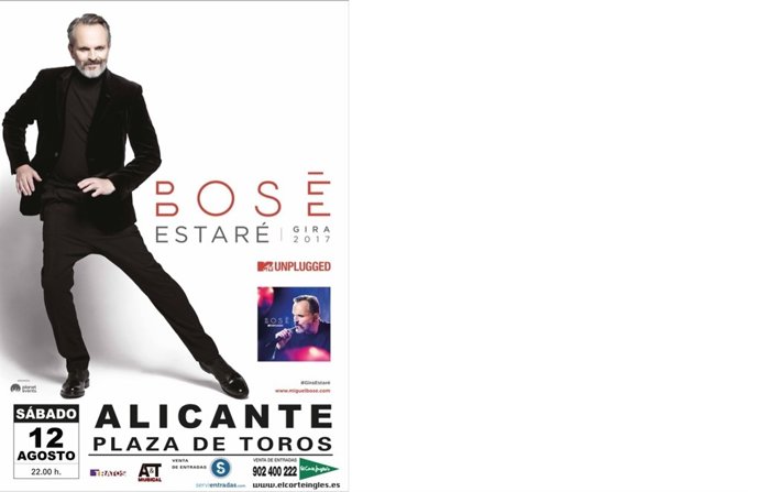 Cartel anunciador de Miguel Bosé en la plaza de Toros de Alicante