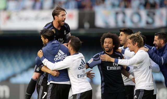 Celebración del Real Madrid en Balaídos