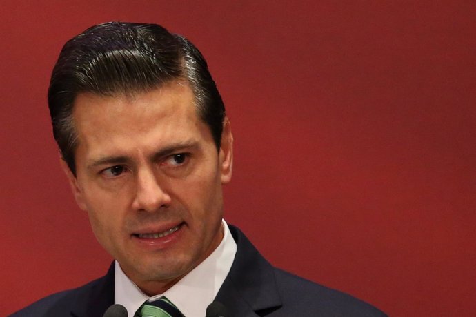 Mexico's President Enrique Pena Nieto reacts during a "Made in Mexico" event in 