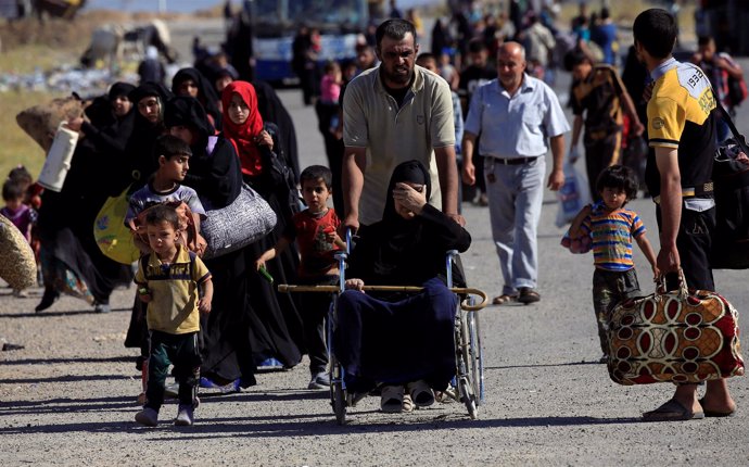 Civiles desplazados de Mosul