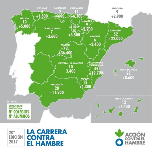 La carrera contra el hambre mapa españa provincias