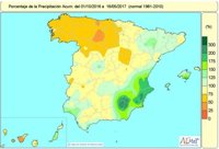 La falta de lluvias acumulada desde octubre sigue en el 12% por debajo del nivel normal tras las últimas precipitaciones