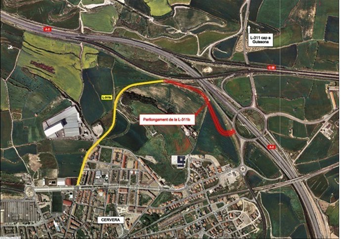 Obres de connexió entre Cervera i l'A2