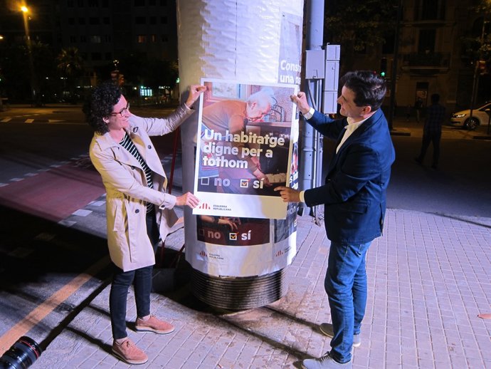 La secretària general d'ERC, M.Rovira, i el portaveu del partit, S.Sabrià    