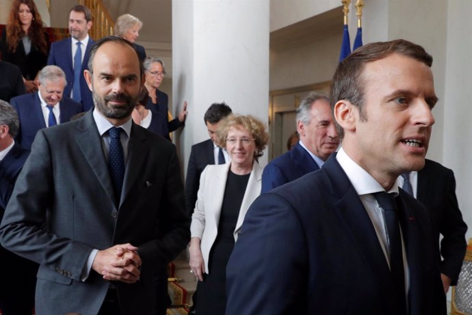 Emmanuel Macron y el primer ministro, Edouard Philippe