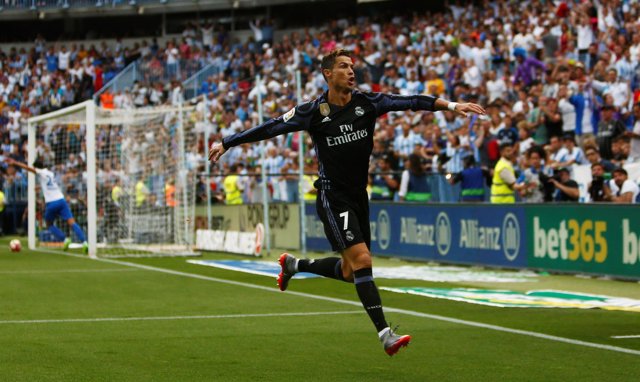 Cristiano celebra el 0-1 ante el Málaga