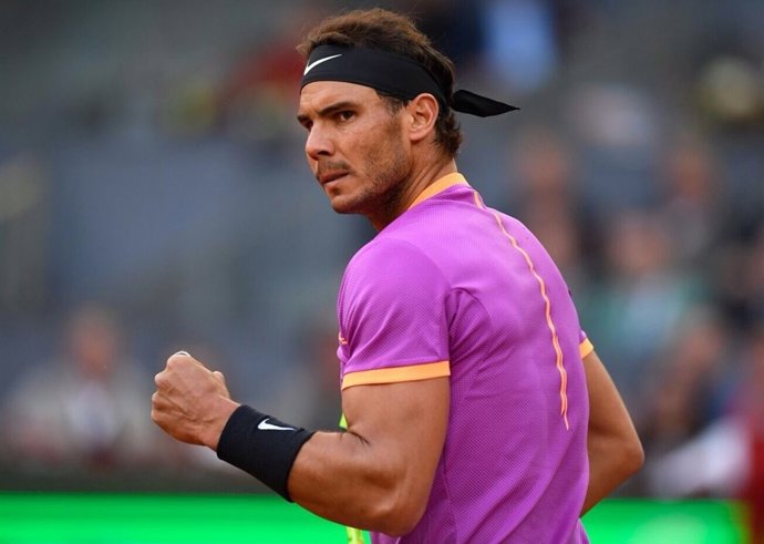 Rafa Nadal celebra la victòria en vuitens del MMOP el 2017