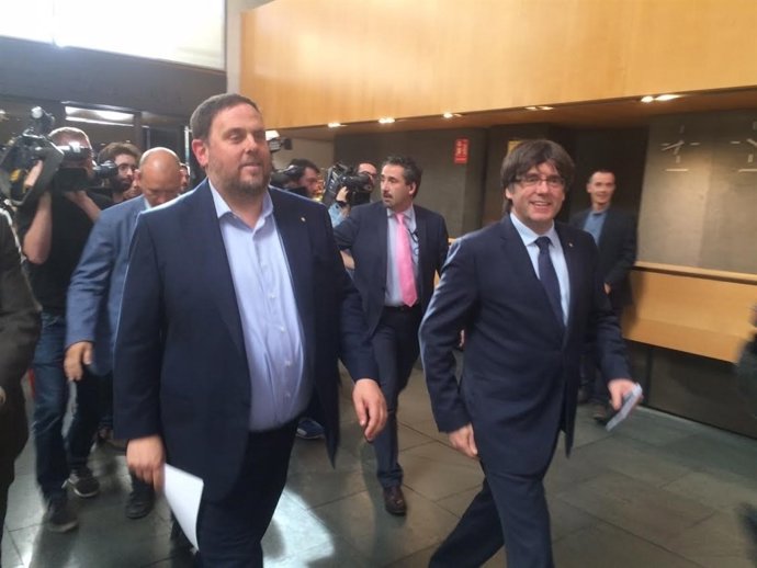 El vicepresident, Oriol Junqueras, i el president,  Carles Puigdemont