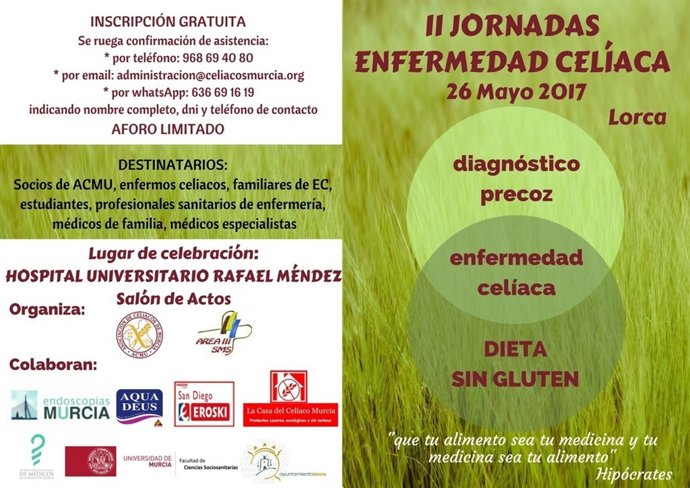 Díptico jornadas Enfermedad Celíaca