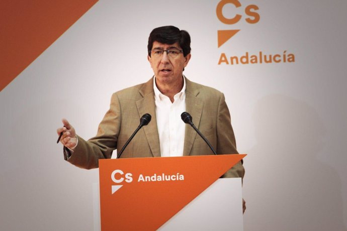 El líder andaluz de Ciudadanos, Juan Marín, en rueda de prensa