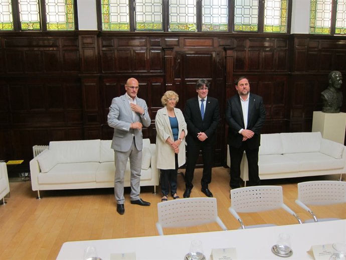 R.Romeva, M.Carmena, C.Puigdemont i O.Junqueras