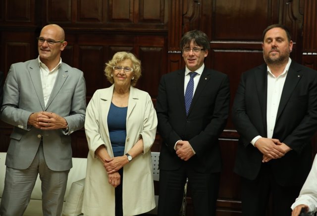 Conferencia de Puigdemont en Madrid con Carmena, Junqueras y Romeva 