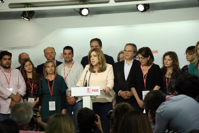 Susana Díaz comparece en Ferraz tras su derrota en las primarias
