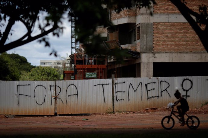 Pintada contra Temer en Brasilia