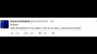 La cantante Ariana Grande dice estar "destrozada" tras el incidente en el Manchester Arena