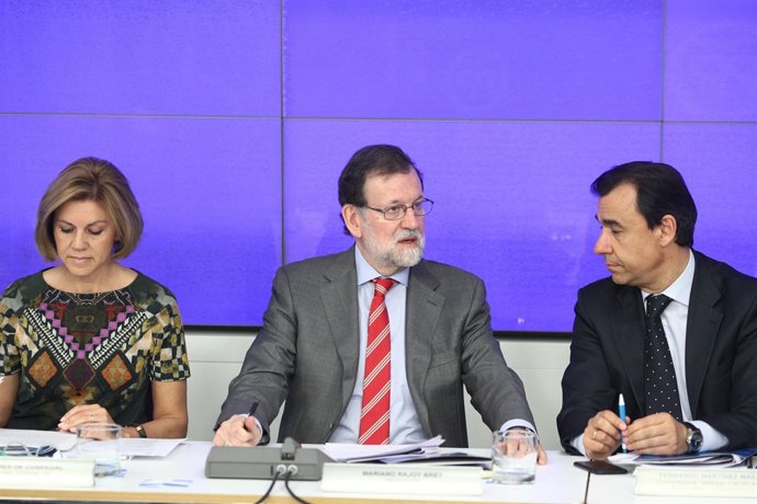 Rajoy, Cospedal i Martínez Maíllo en la reunió del Comitè Executiu del PP