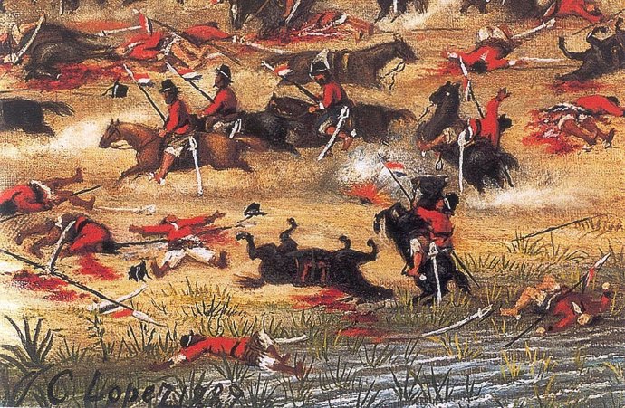 Detalle de un cuadro de Cándido López sobre la Batalla de Tuyutí