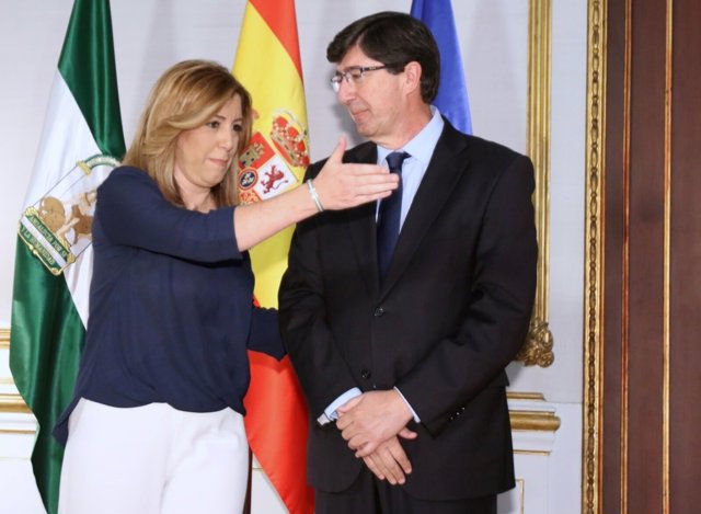 Susana Díaz y Juan Marín (Cs) antes de su reunión en San Telmo