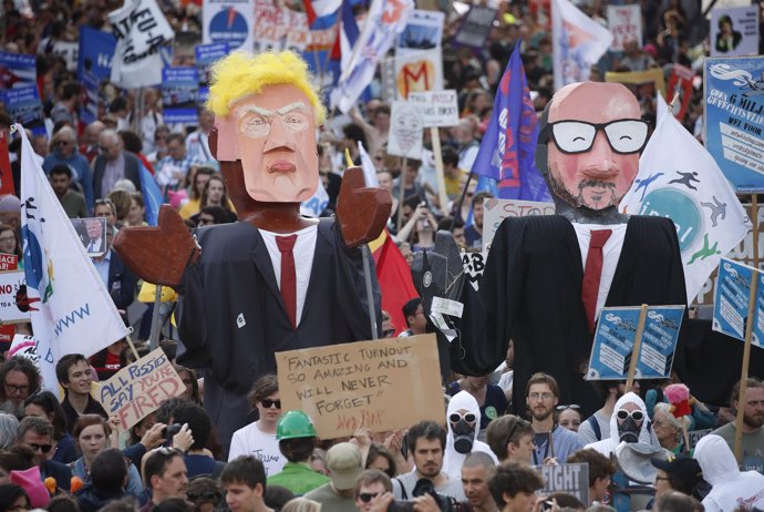 Manifestación contra Trump en Bruselas
