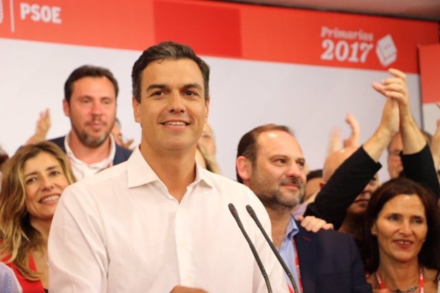 Intervención de Pedro Sánchez tras ganar las primarias del PSOE