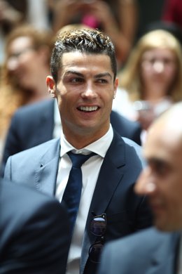 Cristiano Ronaldo en la celebración de la Liga en la sede de la Comunidad