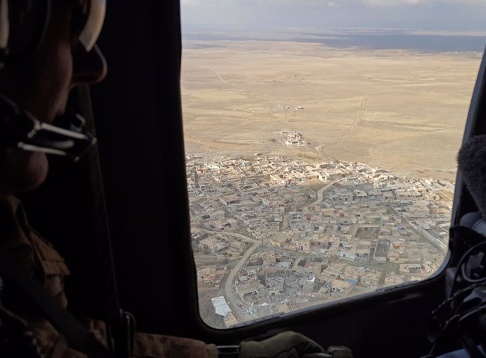 Vista aérea de Mosul desde un helicóptero