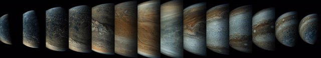 Secuencia de Júpiter en un sobrevuelo de Juno