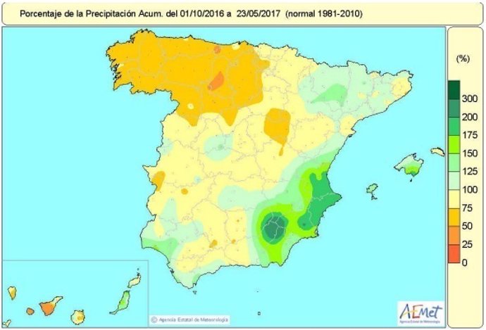 Mapa de lluvias acumuladas hasta el 23 de mayo
