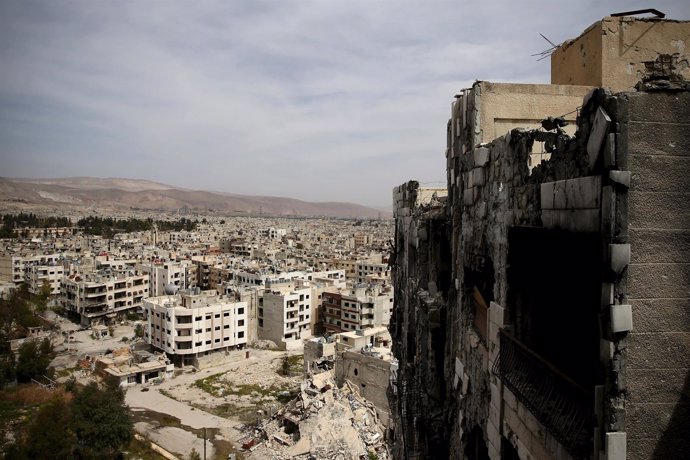 Vista general del barrio rebelde de Qaboun, en Damasco.