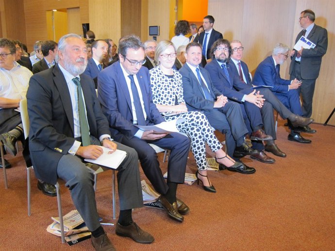 Secr.Estat J.Gómez-Pomar,conseller J.Rull,secr.Mobilitat Ricard Font