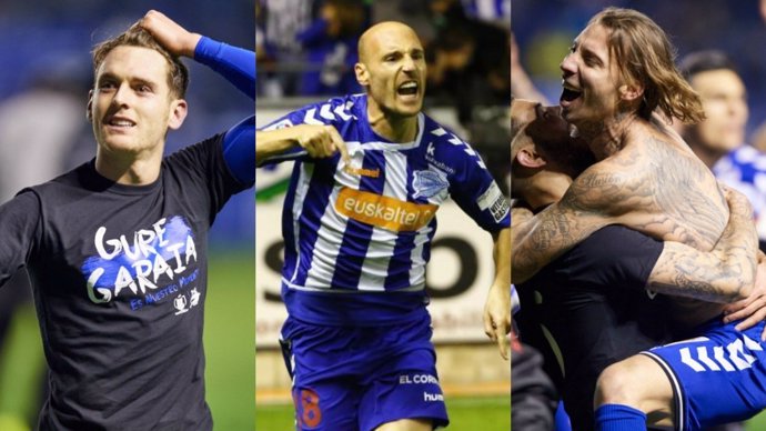 Ibai Gómez, Toquero y Alexis Ruano, jugadores del Alavés