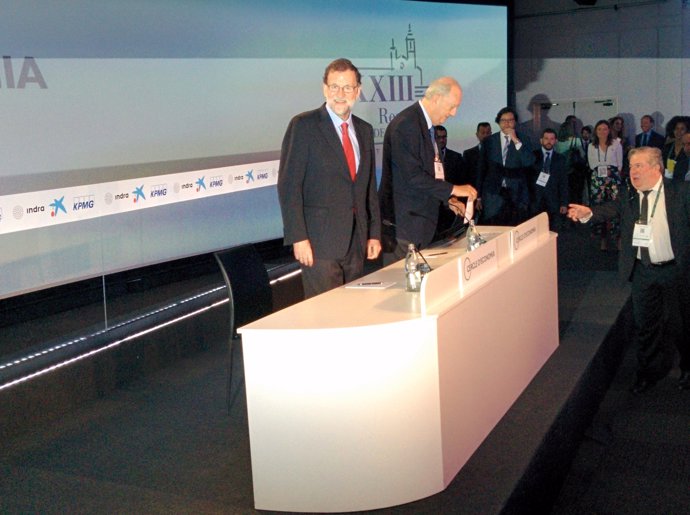 Mariano Rajoy i Juan José Brugera en la XXXIII Jornada del Cercle d'Economia