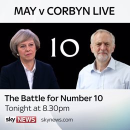 Programa de Sky News con Corbyn y May