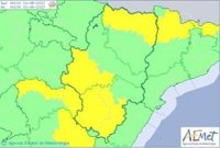 Aviso amarillo por tormentas y lluvias en varias zonas de Aragón