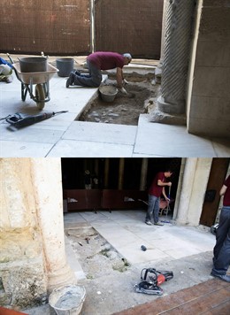 Catas en el interior y exterior del arco de la segunda puerta de la Mezquita